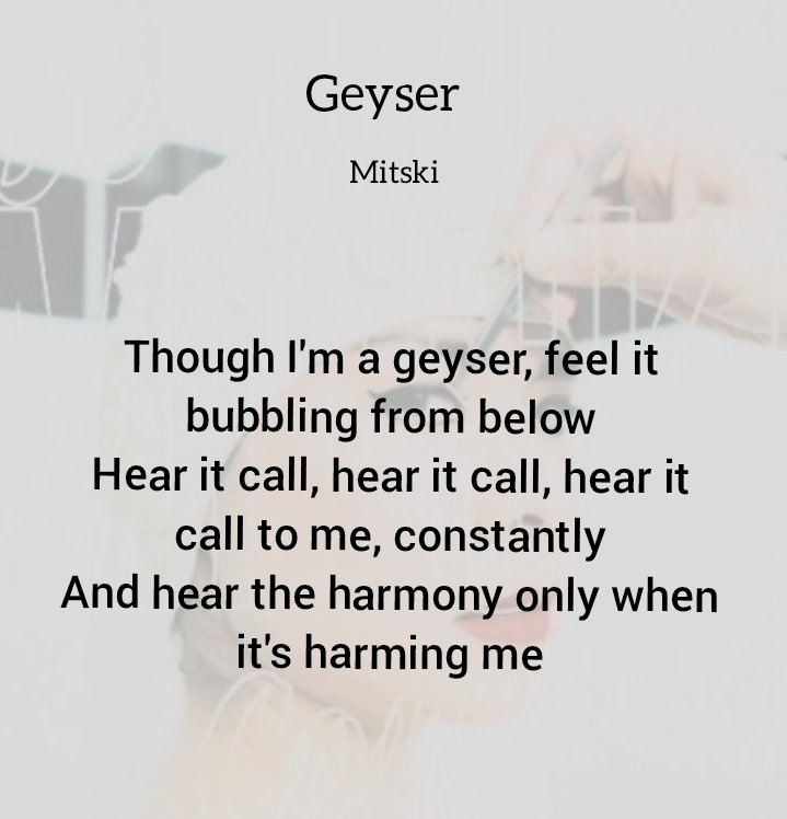 ever_found's tweet photo. Mitski – Geyser https://t.co/wPScOz6mme