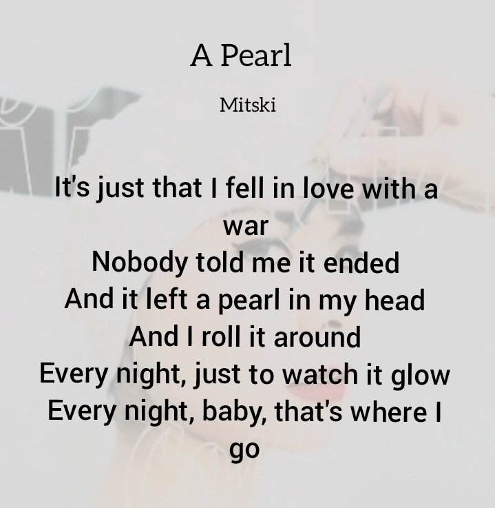 ever_found's tweet photo. Mitski – A Pearl https://t.co/vaY6YHOwIc