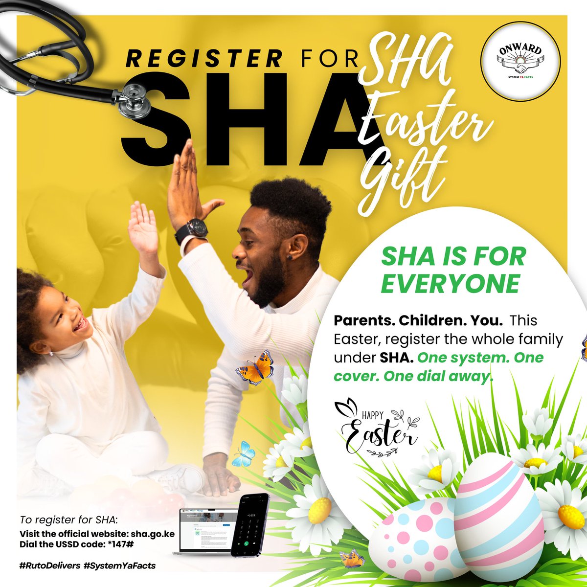 KKCommetary's tweet photo. Give your children a future with health security. Register for SHA and add your dependants
#EasterWithSHA
Healthy Love Language
Riggy G Gachagua River Yala Orengo matiangi Easter Good Friday Maraga Alai Happy Sabbath Kimuzi #MasculinitySaturday Tanzania Kikuyus https://t.co/fm6Jd5tIBm