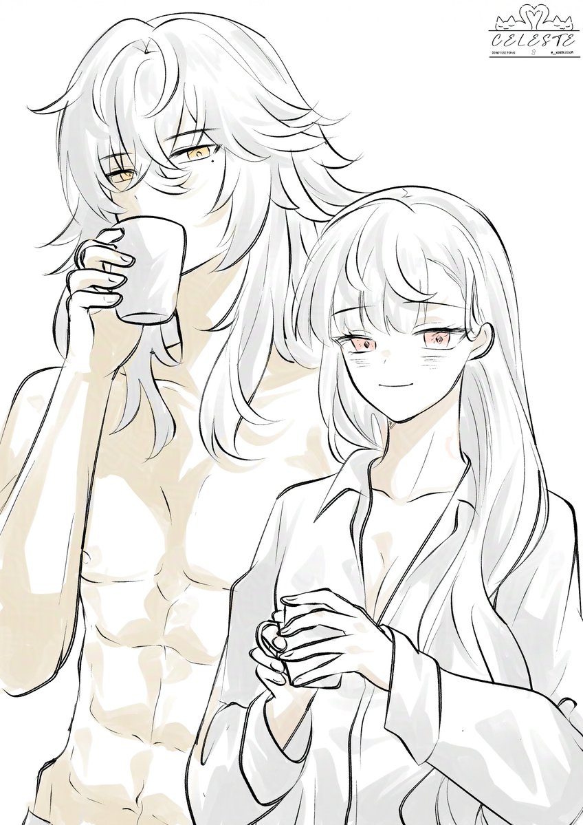 _windblossom's tweet photo. cw // shirtless 😋
[#jinglest - 🦁🎐]

"water? tea? milk? coffee? well... today is puffergoat milk." https://t.co/fwaeE91X07