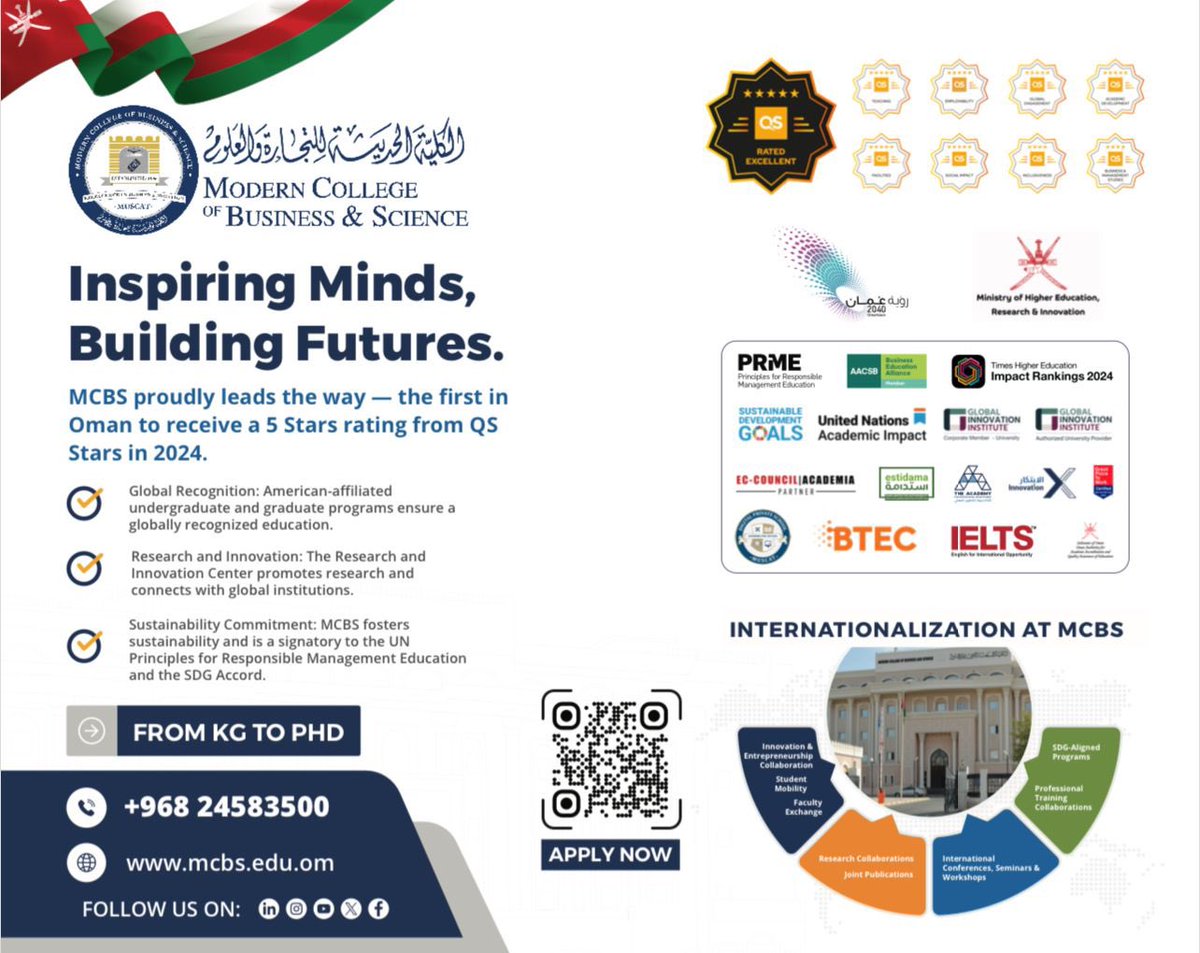 #MCBS is proud to be a Silver Sponsor of the 𝗤𝗦 Higher Ed Summit Middle East 2025, hosted by Gulf University for Science and Technology (GUST)!

Discover How MCBS Can Shape Your Future 
mcbs.edu.om