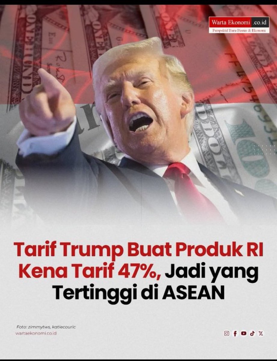 Tim Negoisasi yg Brillian dan Cemerlang dipimpin oleh Menko Perekonomian Erlangga Hartato mampu menaikan tarif Indonesia ke AS dari 35% ke  47%.