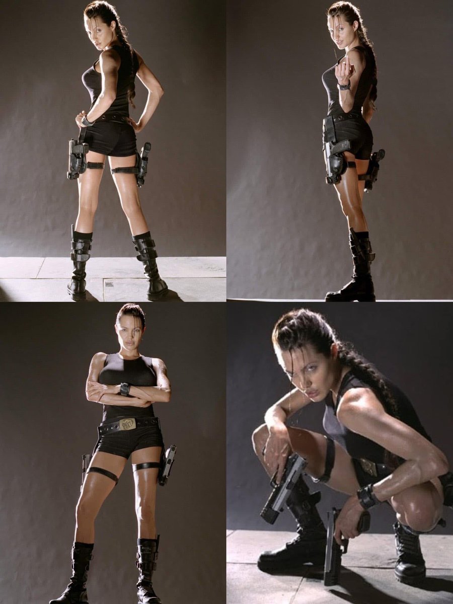 Angelina Jolie as Lara Croft in Tomb Raider.