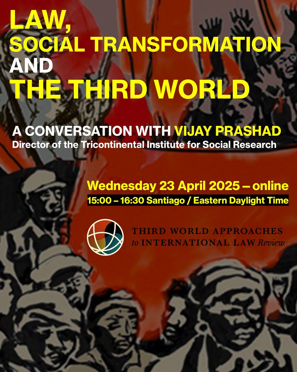 TWAIL Review (@twailreview) on Twitter photo Law, Social Transformation and the Third World <a href="/tri_continental/">Tricontinental Institute for Social Research</a>
this coming Wednesday, follow the link below to register: Law, Social Transformation and the Third World <a href="/tri_continental/">Tricontinental Institute for Social Research</a>
this coming Wednesday, follow the link below to register: