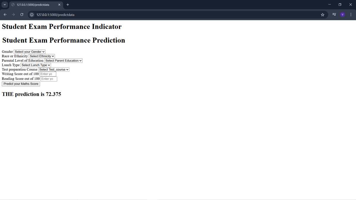IparVishal's tweet photo. A Student Performance Prediction system!
This project predicts a student’s Math Score based on the following input features:
Gender
Race/Ethnicity
Parental level of education
Lunch type
Test preparation course
Writing score
Reading score

Source code : https://t.co/uxqgZ3WSiS https://t.co/whLh26VlPW