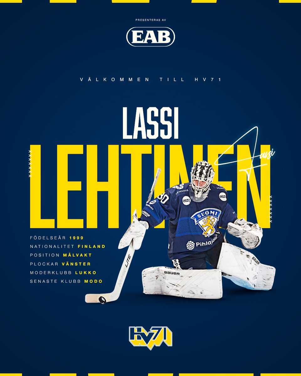 HV71's tweet photo. ✍️ Välkommen till HV71, Lassi Lehtinen!

🗨️ "Lassi har bevisat två år i rad att han är en av SHL:s bästa målvakter och har också under många år i Finland spelat på en väldigt hög nivå", säger Björn Liljander.

🔗 Läs mer på https://t.co/WnpHoP1VC1 https://t.co/LKYOBrHbDW