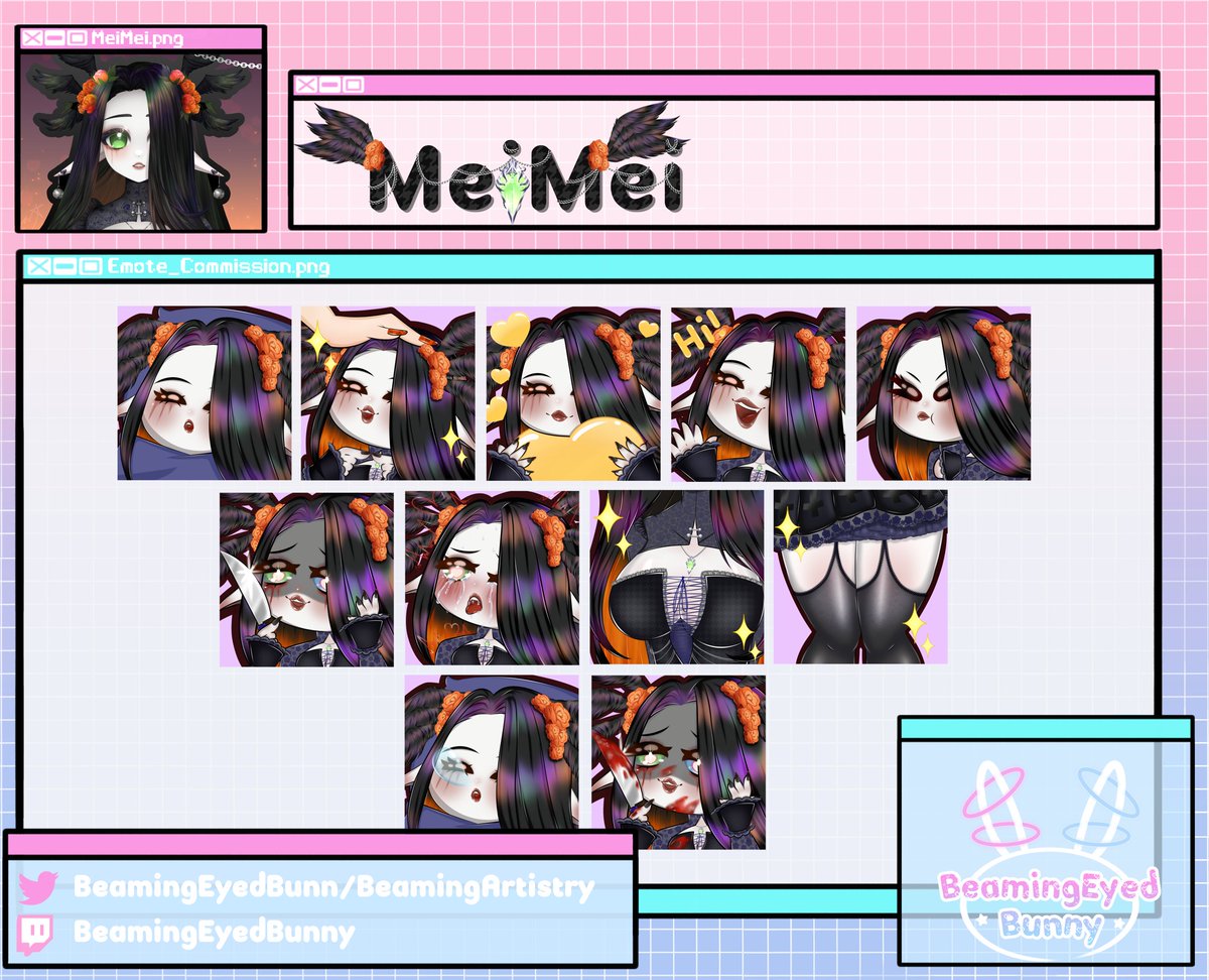 BeamingEyedBunn's tweet photo. Emote commission for the beautiful fallen angel! @meiyuimeivt Thank you for your patience with me!🩷✨️
#MeiMeiArt #emotes #Beamotes https://t.co/tkXDgTFemh