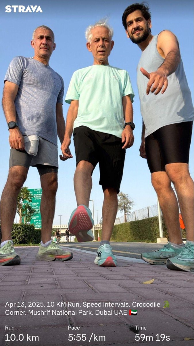 beshtawy's tweet photo. Apr 13, 2025. 10 KM Run. Speed intervals. Crocodile π Corner. Mushrif National Park. Dubai UAE π¦πͺ #UAE #Dubai #running #Asics #Metaspeed_Sky_Paris @googlephotos @yahoophotos #Garmin https://t.co/tlImxtHGLc