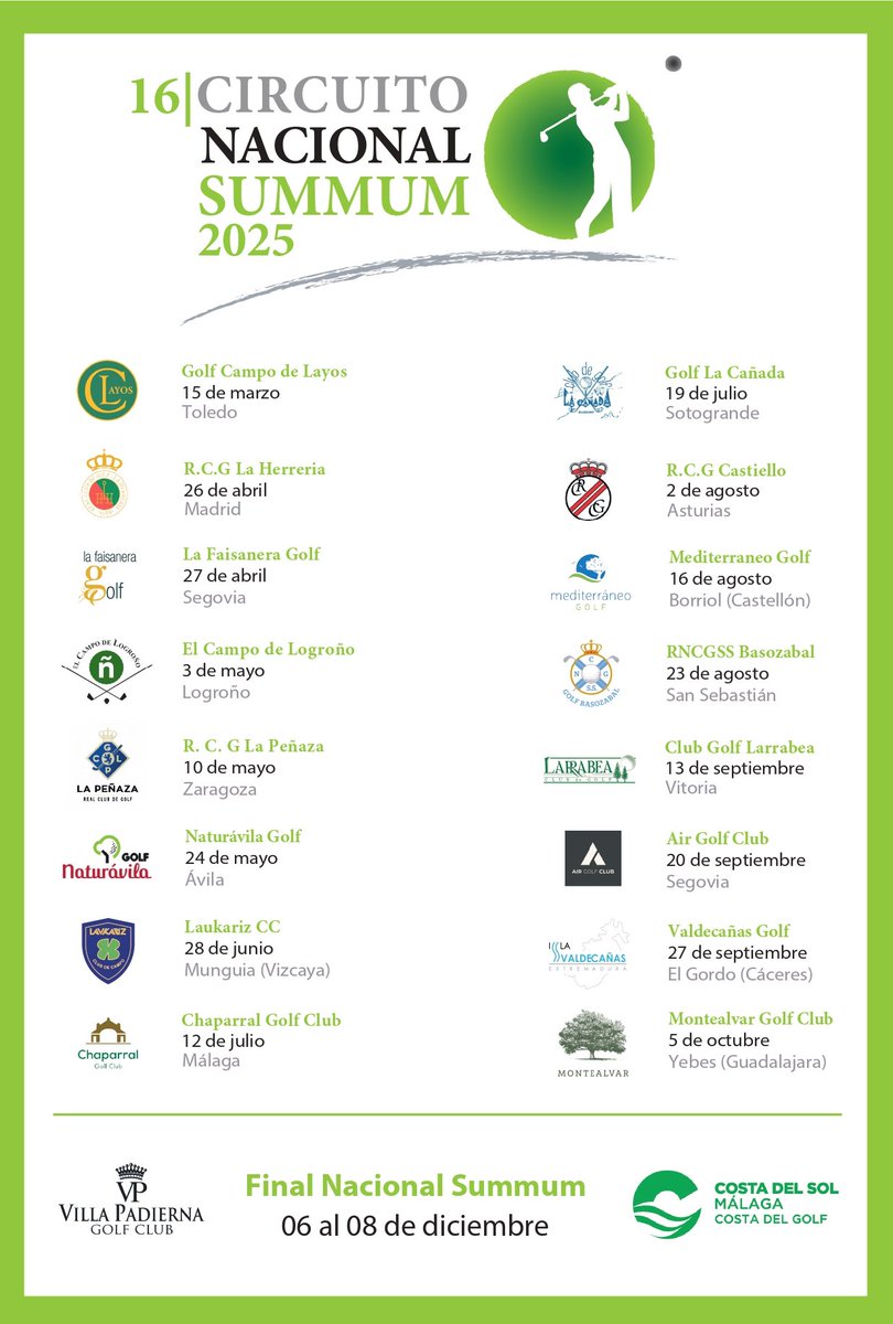 summumgolf's tweet image. Calendario Circuito Nacional #summum #2025 #summumgolf #ADNSummum #golf