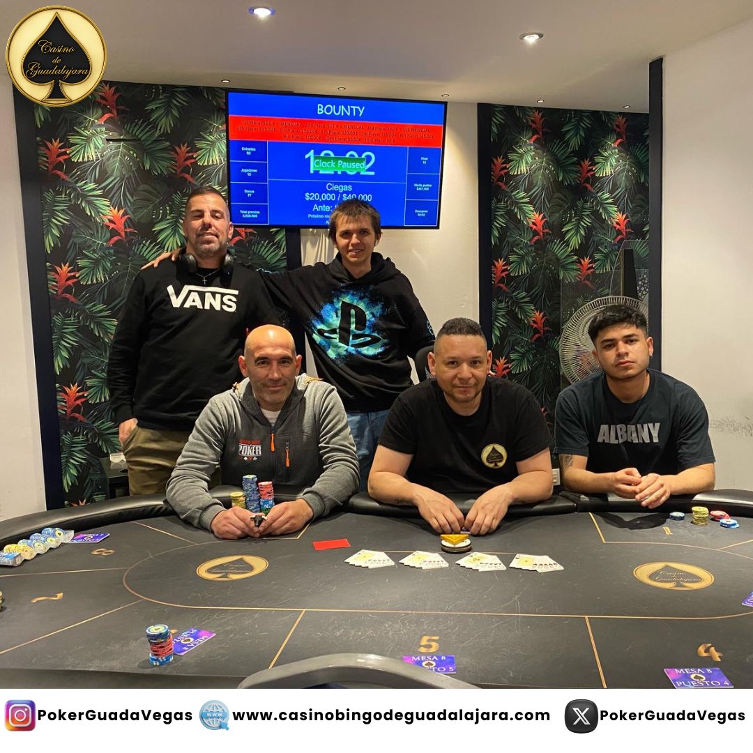 PokerGuadaVegas's tweet photo. ¡Nuestra mesa final del Torneo Bounty!

🏆¡Enhorabuena a Rafa por la victoria!

#PokerGuadaVegas
#Poker https://t.co/zlAlMSWtsU