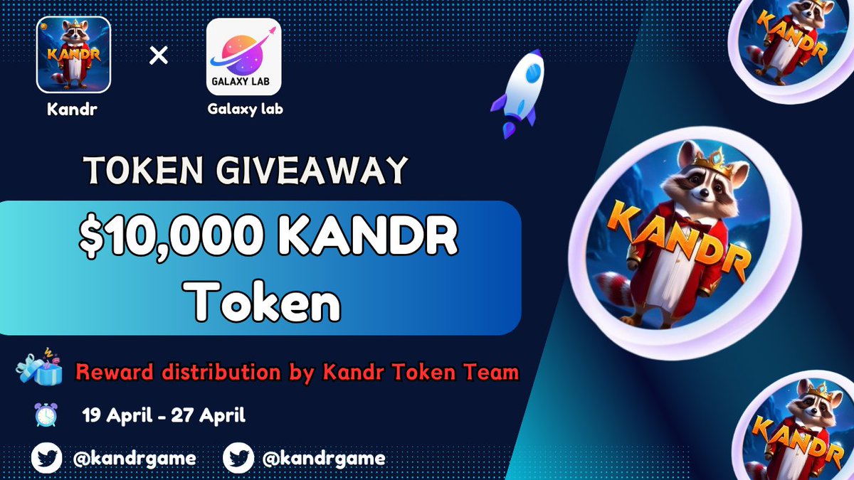 Galaxylabss's tweet photo. 🥳 Kandr Token Big #Giveaway

🏆 Prize Pool:- $10,000 Kandr Token

✅ Follow @KANDRGame
✅ Like, RT &amp; Tag 3 Friends
✅ Complete Form ⤵️
https://t.co/qG7BWqo76U

🚀 Reward Distribution by Kandr Token team 
➡️ Vote for KANDR Token &amp; win some Reward https://t.co/lFdW6iiMQ0