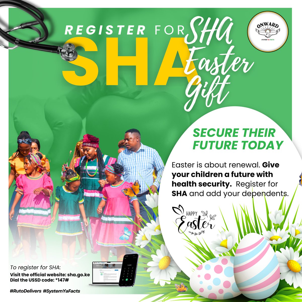 WilliamsMkenya's tweet photo. This Easter, go beyond traditions โ invest in your familyโs health with SHA ๐ฅ. A little step today means a lifetime of protection. #EasterWithSHA Healthy Love Language โค๏ธ๐ฐ https://t.co/FlR2EUcvG6