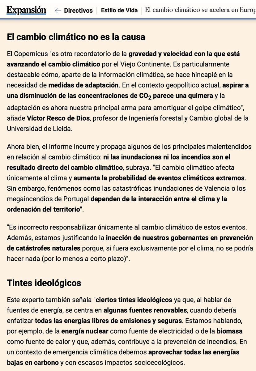 Algunos apuntes sobre el informe del sistema Copérnico "Estado del Clima en Europa 2024" en el diario Expansión:

El cambio climático se acelera en Europa con más riesgo de incendios e inundaciones expansion.com/directivos/est…