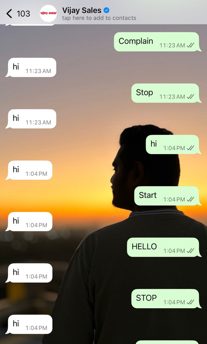 yashkavaar's tweet photo. The Poor Chatbot of #VijaySales just gives Hi of every answer. Improve this or else close this @VijaySales 

This Company works on false Claims https://t.co/tyDq2LLSEs