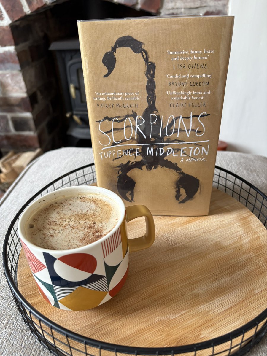julia_k8_'s tweet photo. Pretending to be Niles Crane and enjoying my coffee with a whisper of cinnamon this morning, as I enjoy my library book ‘Scorpions’ by @Tuppence  

Well written account of living with OCD (actual OCD, not “I-can’t-bear-it-when-a-teaspoon-falls-into-the-knife-compartment, ha ha!”) https://t.co/OwDMyLN1i7