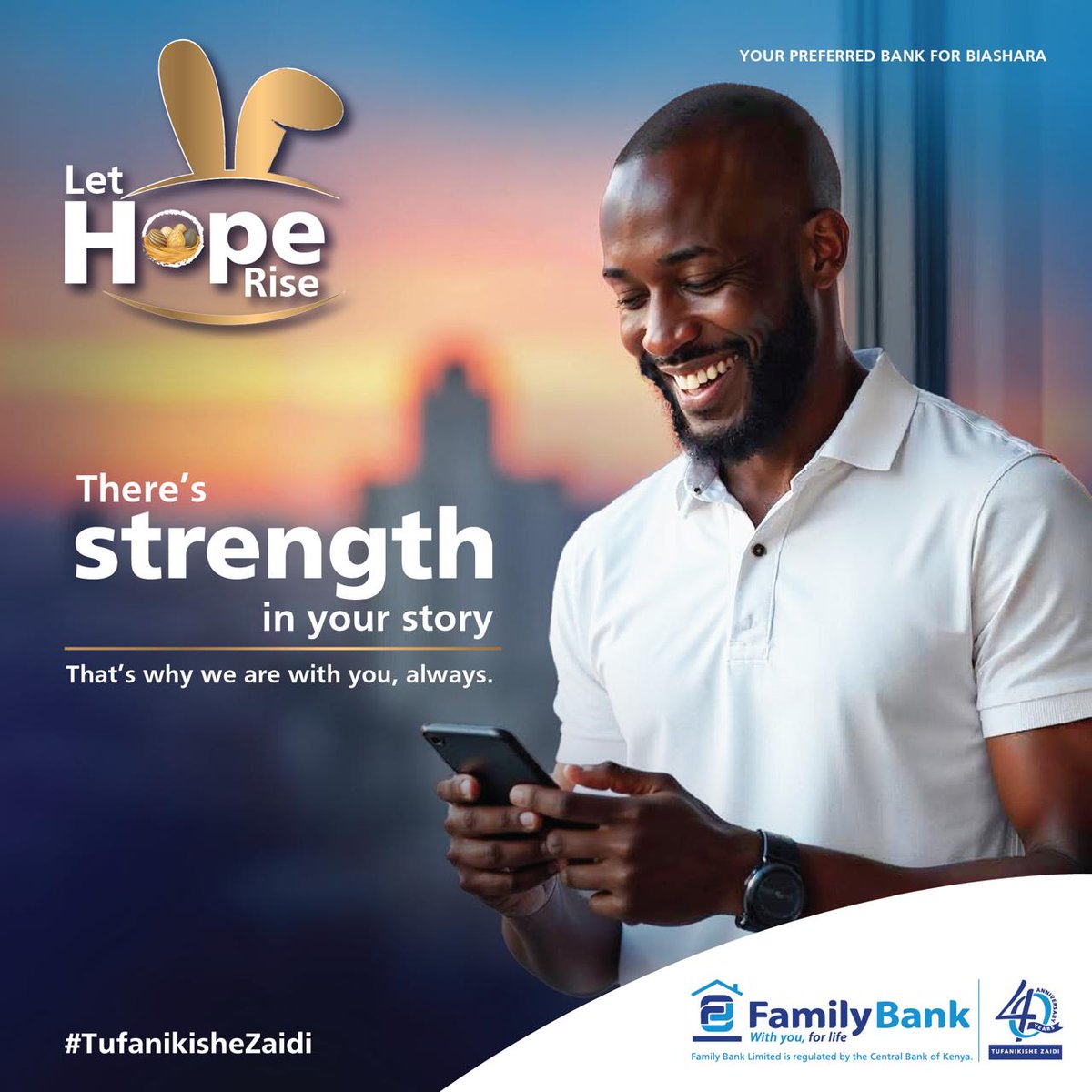 FamilyBankKenya's tweet photo. You’ve done the hard part - you kept going when it mattered most. Now it’s time to breathe, to believe and to rise into something new.
This Easter...Let hope rise.
#TufanikisheZaidi #Easter #YourPreferredBankForBiashara #LetHopeRise https://t.co/nejvSiEVTt