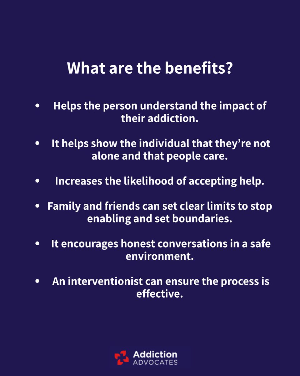 AddictAdvocates's tweet photo. Family Interventions are a great step toward lasting change!

It brings loved ones together to show support, raise awareness and encourage professional treatment 🫂

Visit https://t.co/w4Ui6ZMLnp for further support💜

 #AddictionRecovery #Intervention #Sobriety #RecoveryJourney https://t.co/wJ8keBBnyB