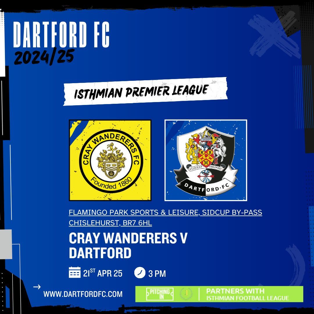 Dartford FC (@dartfordfc) on Twitter photo ππππ πππππ - ππππ πππππππππ π πππππ
πππ
Two crucial games to go starting with the visit to Cray Wanderers on Easter Monday
π Cray Wanderers
ποΈ 21.04.2025
β° 3pm KO
ποΈ Flamingo Park
ποΈ Adult Β£12, Concessions Β£6, U18s FREE
#dartsfc #dartfordfc ππππ πππππ - ππππ πππππππππ π πππππ
πππ
Two crucial games to go starting with the visit to Cray Wanderers on Easter Monday
π Cray Wanderers
ποΈ 21.04.2025
β° 3pm KO
ποΈ Flamingo Park
ποΈ Adult Β£12, Concessions Β£6, U18s FREE
#dartsfc #dartfordfc