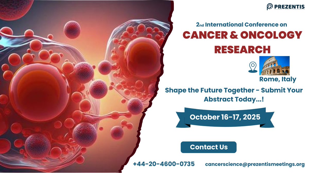 Be a speaker at #Oncology2025 this October in Rome, Italy
prezentis.com/oncology/
#biomarker #Brachytherapy #Carcinogen #Chemotherapy #ConsolidationTherapy #Immunooncology #HematoOncology #Pathobiology