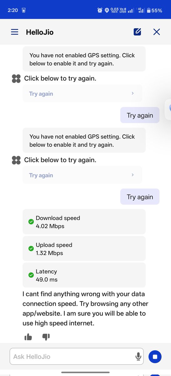 im_sahiljain's tweet photo. 1. Under the 4G network, the internet speed is just 4.02 Mbps and the #MyJio app says"I can't find anything wrong with your data connection speed". Is this really a 4G network speed ? @JioCare #jio #Jio4G https://t.co/pehYn4hYo2