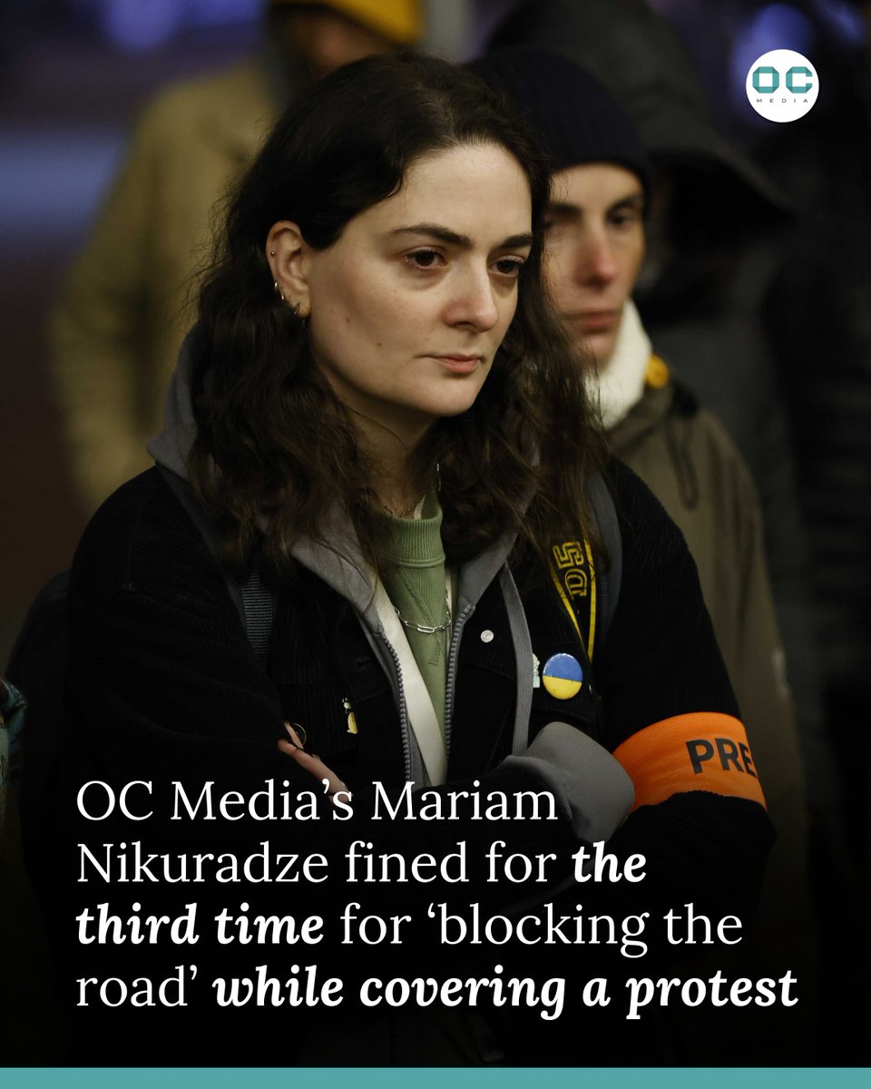 OC Media’s Mariam Nikuradze has now been fined for the third time — reaching a total of $5,600 — for allegedly ‘blocking a road’ while reporting. She’s not alone. Journalists and protesters are being targeted.
Support press freedom, join OC Media → oc-media.org/membership/?ut…