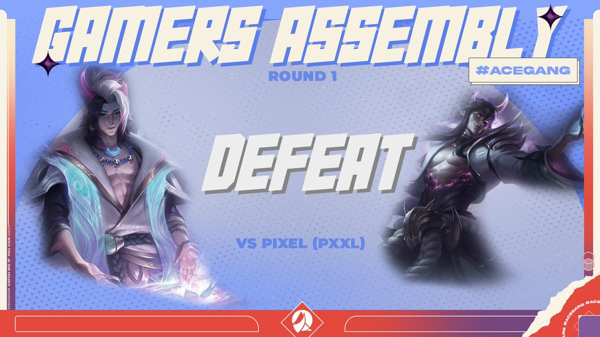 💥 // RESULT ROUND 1 NEXUS TOUR #25ANSGA

Nous n'avons pas su nous imposer suffisamment face à #PXXL. GG à eux !

Next Game à venir !

#ACEGANG