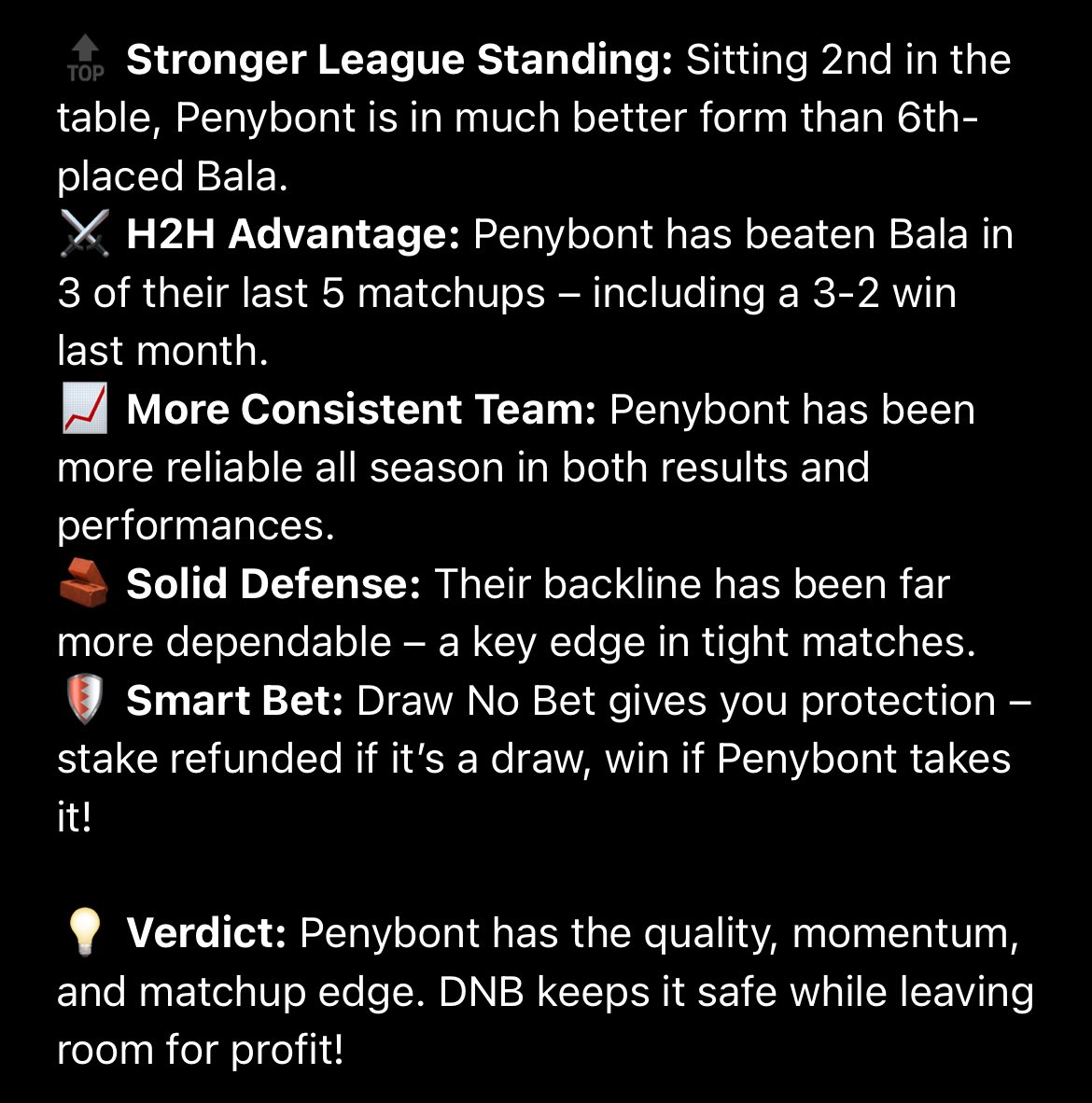 HypedBet's tweet photo. 🏴 Wales – Bala Town vs Penybont FC
🎯 Pick: Draw No Bet – Penybont ✅

#WalesFootball #Penybont #BalaTown #BettingTips #FootballPicks #DrawNoBet #SafePick #HypedBets #SmartBets #CymruPremier

📊 Why Penybont? https://t.co/1hpJIfeXSg