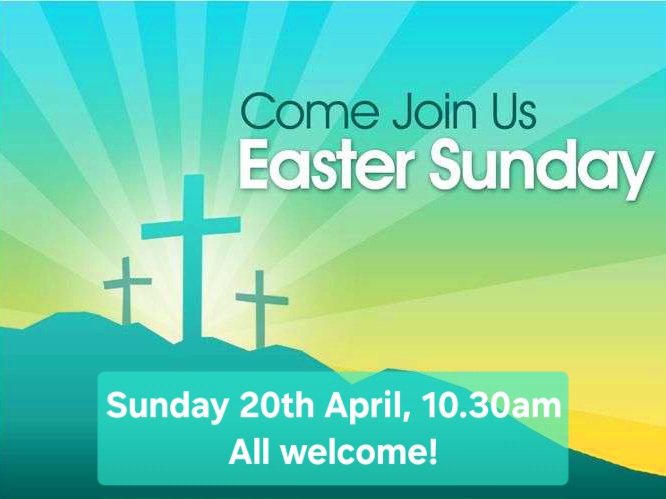 Join us tomorrow for our Easter Sunday service - all welcome! Come and join the celebration! 🙏🏼