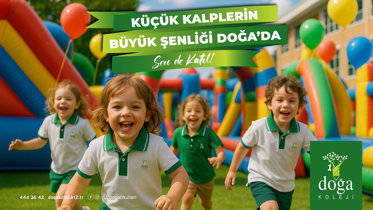 Doğa Kolejinde eğlencenin, yaratıcılığın ve neşenin bir araya geldiği özel bir gün için hazır mısınız?
Minik kalplerin büyük hayallerine ilham olacak bu özel gün, unutulmaz anılarla dolu olacak.
Dev şişme oyun alanları, yüz boyama, müzik, dans ve sürpriz etkinlikler çocukları