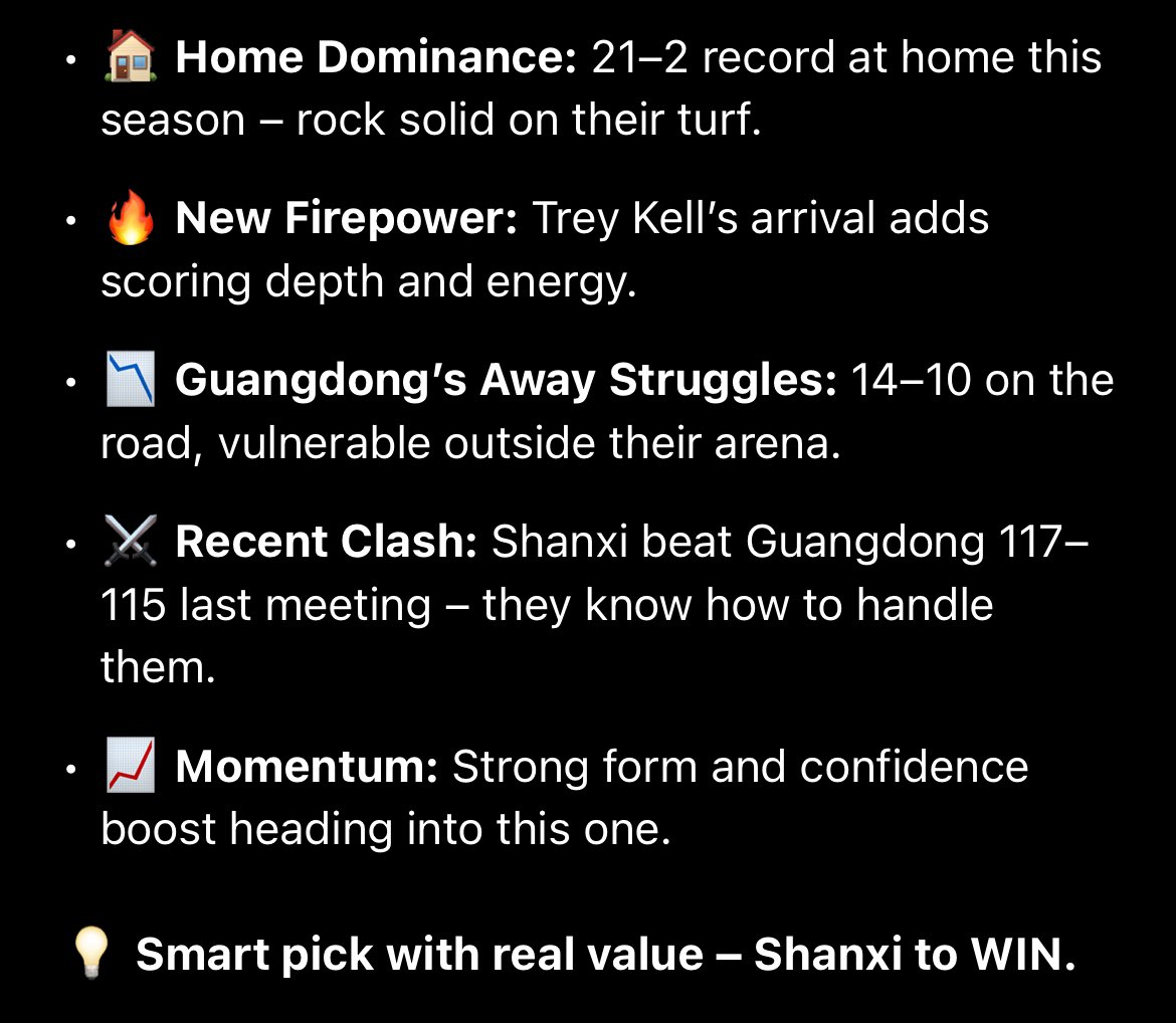 HypedBet's tweet photo. 🏀 China CBA – Guangdong vs Shanxi Zhongyu
✅ Pick: Shanxi Zhongyu to WIN

#CBA #BasketballTips #ShanxiZhongyu #Guangdong #DailyPicks #HypedBets #SportsBetting #ForYouPage #BettingTwitter https://t.co/8AiTbYUEYw