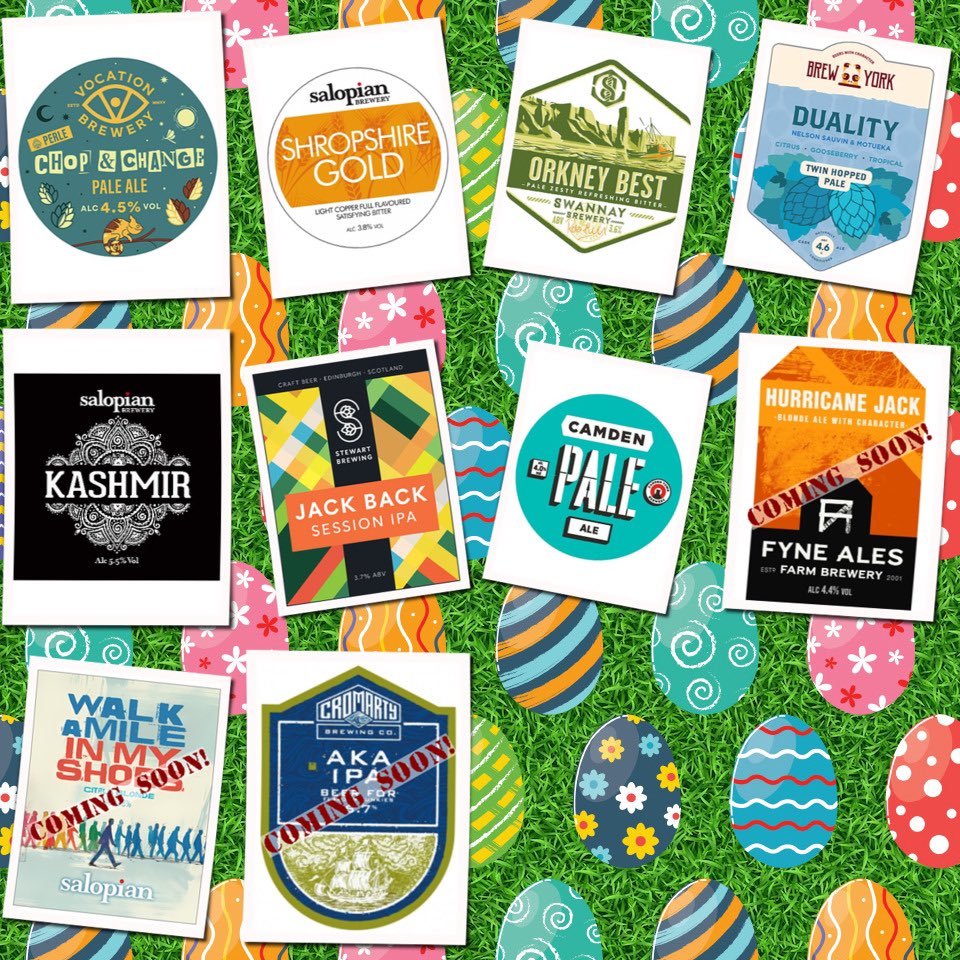 On the bar today!
Beer Board: bit.ly/37B0ERw
<a href="/vocationbrewery/">Vocation Brewery</a> <a href="/SalopianBrewery/">Salopian Brewery</a> <a href="/SwannayBrewery/">Swannay Brewery 🍻</a> <a href="/brewyorkbeer/">Brew York</a> <a href="/StewartBrewing/">StewartBrewing</a> <a href="/CamdenBrewery/">Camden Town Brewery</a> 
#RealAleFinder #realale #craftbeer #cheers