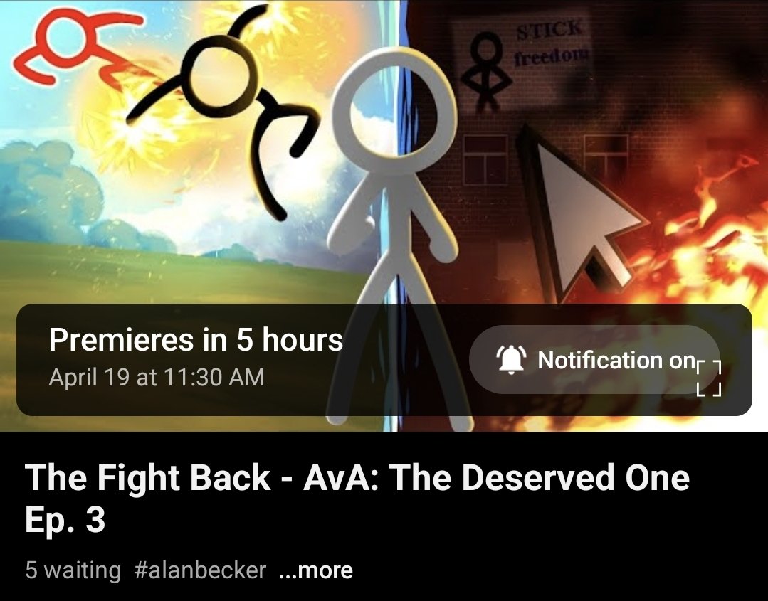 Animator Vs. Animation: The Deserved One Episode 3, "The Fight Back", airs in a few hours! So sorry for the long wait. I'll see you there. :]
youtu.be/O_VBbl_s6cU?si…

#alanbecker #animatorvsanimation #fanmade