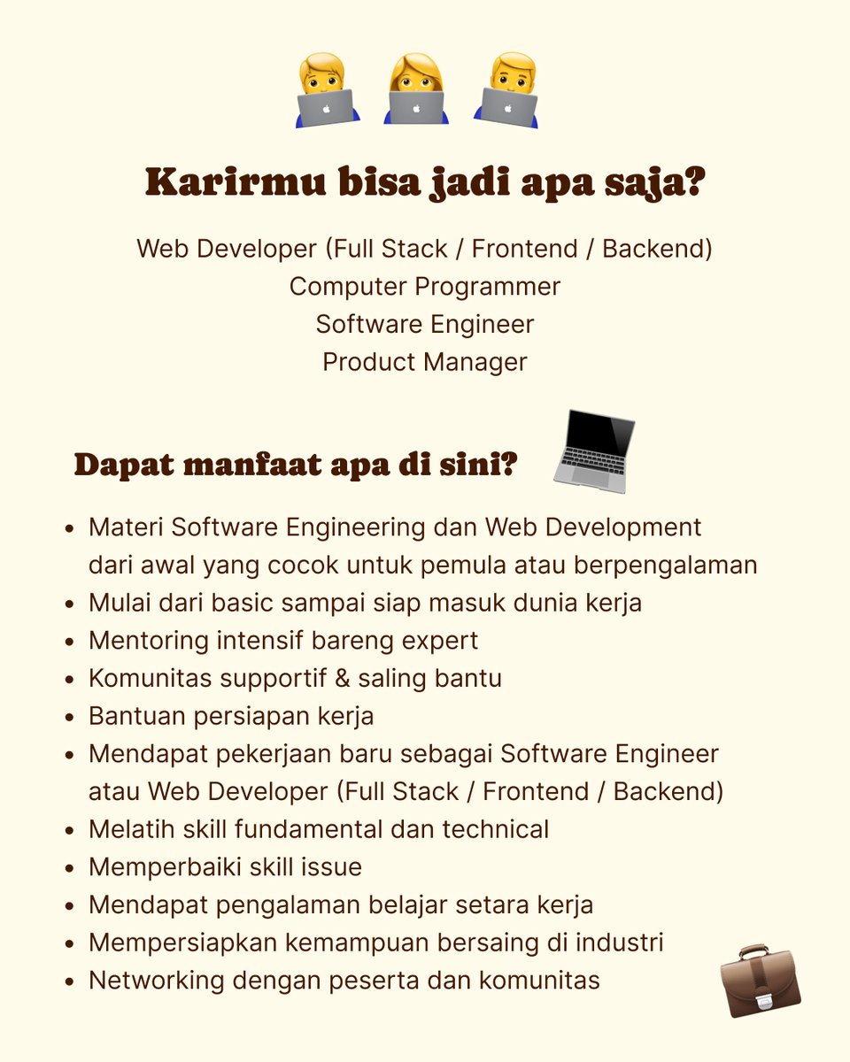 mhaidarhanif's tweet photo. 🔥 Batch 9 di 🐻Bearmentor: Full Stack Web Development Online Bootcamp akan segera mulai

🧑‍🏫👨‍💻👨‍🏫🧑‍💻 Bersama para mentor: M Haidar Hanif, Raditya Dwisatrio Santoso, Danny Dwi Cahyono, Ben Nata https://t.co/mVeTIe1lXM