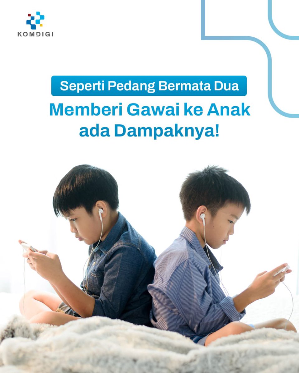kemkomdigi's tweet photo. Penggunaan gawai oleh anak
memang perlu pengawasan
ekstra, Sobatkom!

#BerdigitalBersama https://t.co/SrcusG2kaL
