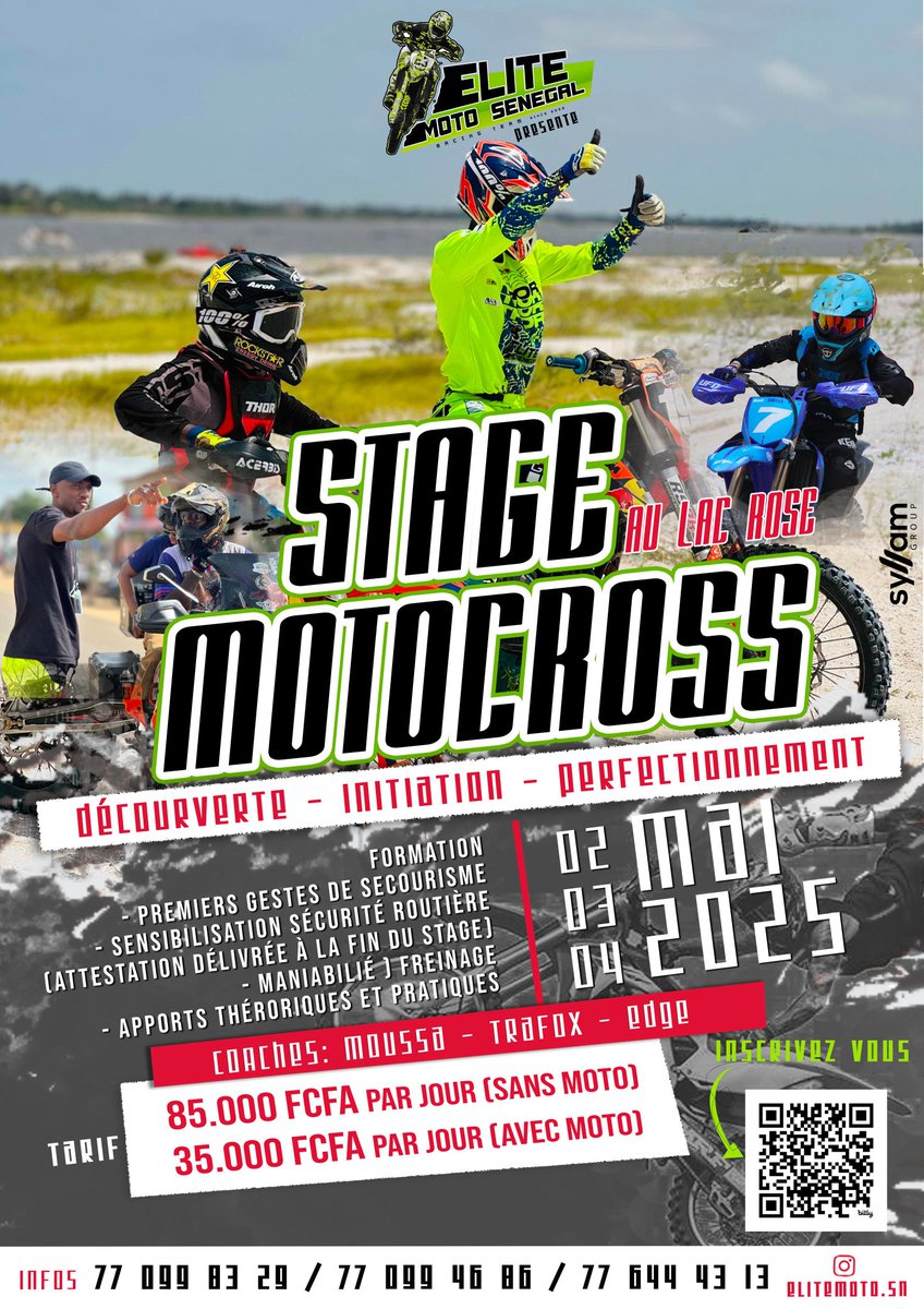pdw_sn's tweet photo. Tu rêves de maîtriser la moto ou de te lancer dans l’off-road ?
2, 3 & 4 mai 2025, vibrez au Lac Rose avec les meilleurs coachs !
Au programme :
✔ Secourisme
✔ Sécurité routière (attestation incluse)
✔ Maniabilité & freinage
✔ Théorie + pratique en mode fun & pro
#EliteMoto https://t.co/ByKUu66Ji5