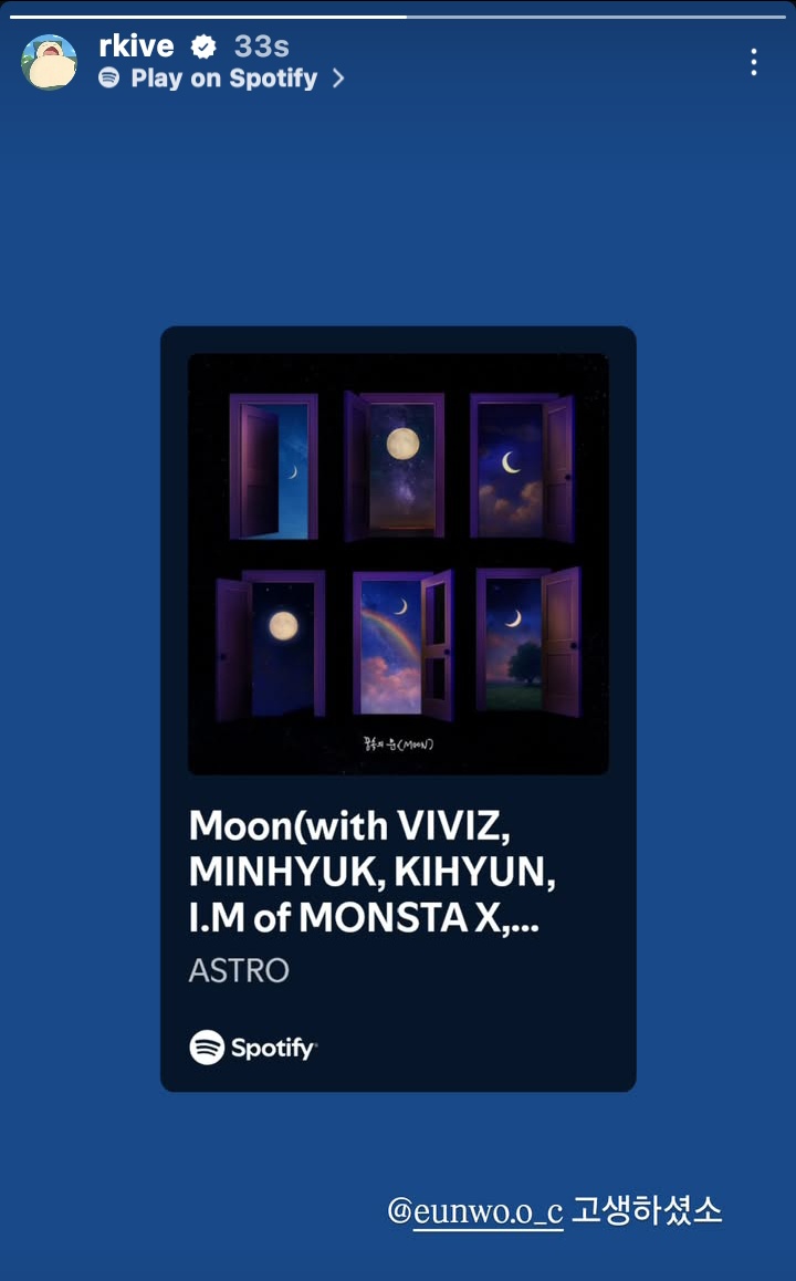 O613file's tweet photo. @BTS_twt namjoon posted the tribute song for astro moonbin. he also mentioned eunwoo "you've worked hard" 🥺 https://t.co/6vSYc6Rfqc