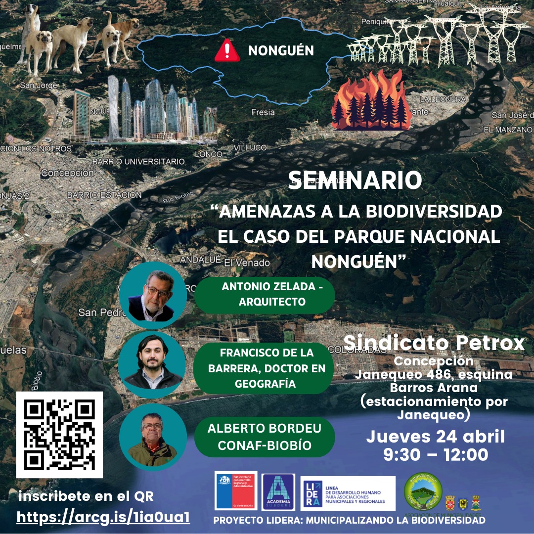 Los invitamos a nuestra proxima actividad, inscripciones en el codigo QR del afiche.

#parquenacionalnonguén #biodiversidad #nonguén