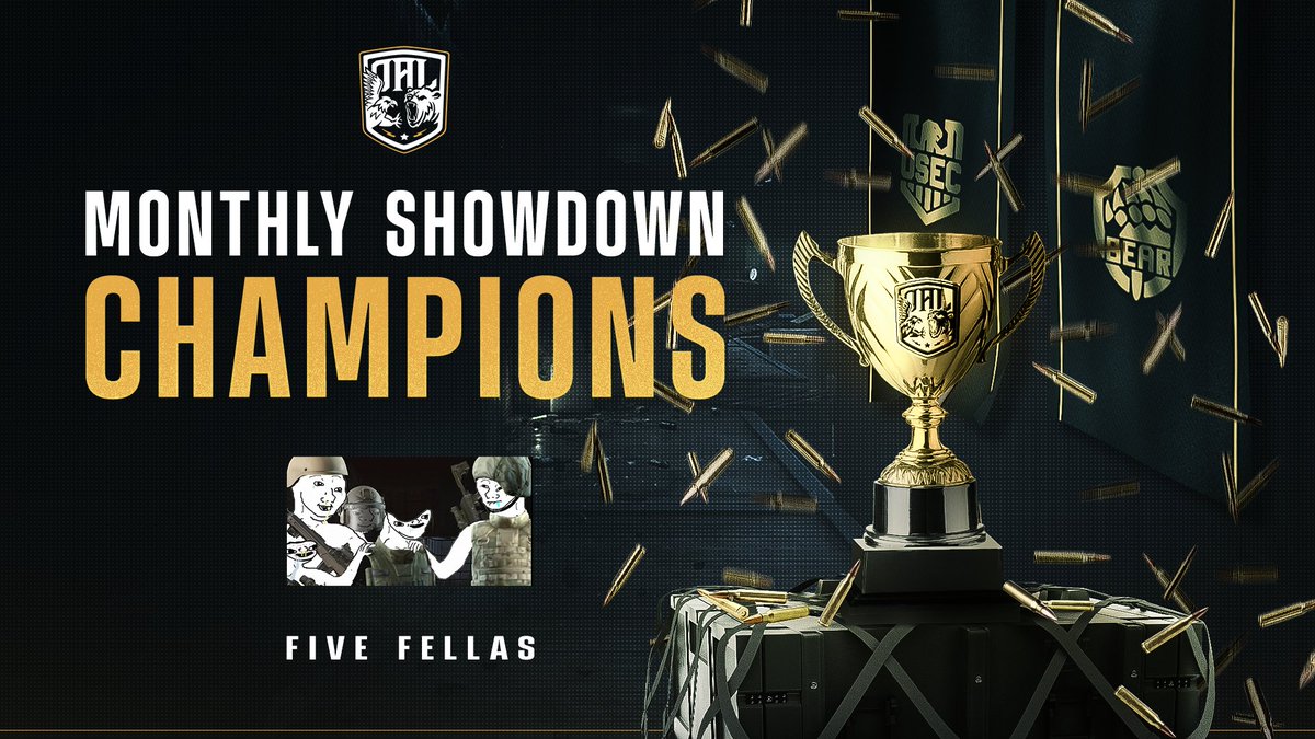 OAL_EFT's tweet image. Congrats Five Fellas they are your OAL Season 5 Champions! 🏆

🥇#FiveFellas
🥈@FTLEFTArena 
🥉#PARALLAX
 4⃣ #AEK

#OAL | #TarkovArena
