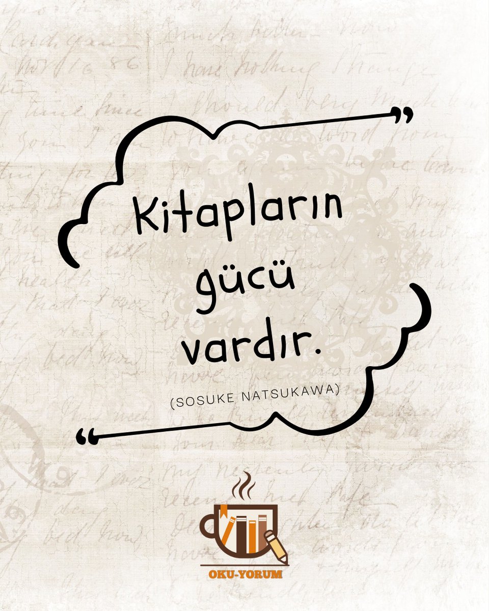 okuyorumglobal's tweet photo. “Kitapların gücü vardır.”
Sosuke Natsukawa (Japon Edebiyatı)

📚
🔗 https://t.co/aDQHE6mlbf
📙

#okuyorum #okuyorumglobal #dijitalyazarlıkplatformu #SosukeNatsukawa #kitap #book #oku #read #yaz #write #yazar #writer #KitapKurdu #HerGünOku #yorumla #edebiya https://t.co/CGAKdQXm2E