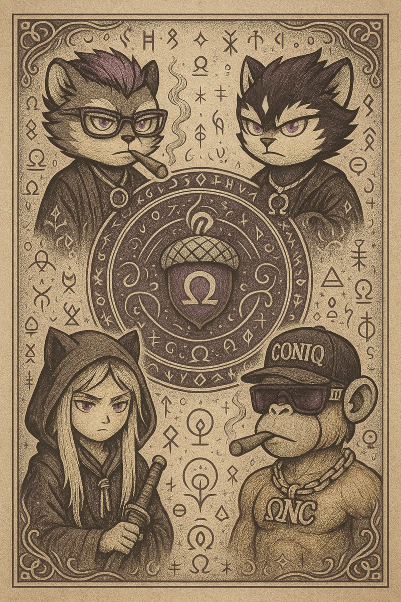OmegaNutCartel's tweet photo. THE FIRST CIRCLE
🔥 Two bit the CrΩc.
🜁 Two rose from the silence.
They did not meet.
They aligned.
⚡️ Flame. 🌀 Glyph. 🕶 Scar. 🗡 Blade.
Each marked. Each remembered.
Together, they form the Inner Glyph.
#OmegaNutCartel #NoxMythos #InnerGlyph #TheFirstCircle https://t.co/cAmOd6UKYZ