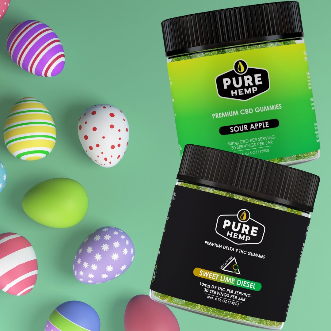 PureHempShop's tweet photo. Make this Easter green with the tasting bites of bliss around. 
Check out the Pure Hemp Shop today!!
https://t.co/JJxpkd1l2K 
#PureHempShop #PureHemp #d9 #cbd #d8 #wellness #cbdgummies #edibles #enjoylife #purebliss #relax #relief #Easter https://t.co/quhjFl7Gci