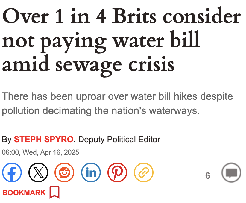 This is huge – millions of people are thinking about refusing to pay their water bills!

After decades of price hikes, sewage dumping and government failure, it's no wonder so many of us are ready to take matters into our own hands.