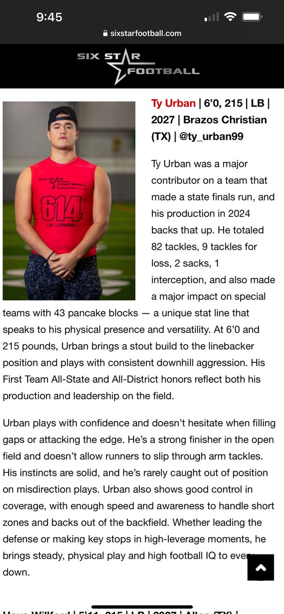 Ty Urban (@ty_urban99) on Twitter photo <a href="/sixstarfootball/">Six Star Football | PLUS+</a> Thank you for the write up!! ๐ช๐ฝ๐ช๐ฝ
<a href="/RockPerkins52/">Bill Perkins</a> <a href="/jordanblack78/">Jordan Black</a> <a href="/AthleticsBrazos/">Brazos Christian Athletics</a> @iamcoachwash <a href="/sixstarfootball/">Six Star Football | PLUS+</a> Thank you for the write up!! ๐ช๐ฝ๐ช๐ฝ
<a href="/RockPerkins52/">Bill Perkins</a> <a href="/jordanblack78/">Jordan Black</a> <a href="/AthleticsBrazos/">Brazos Christian Athletics</a> @iamcoachwash