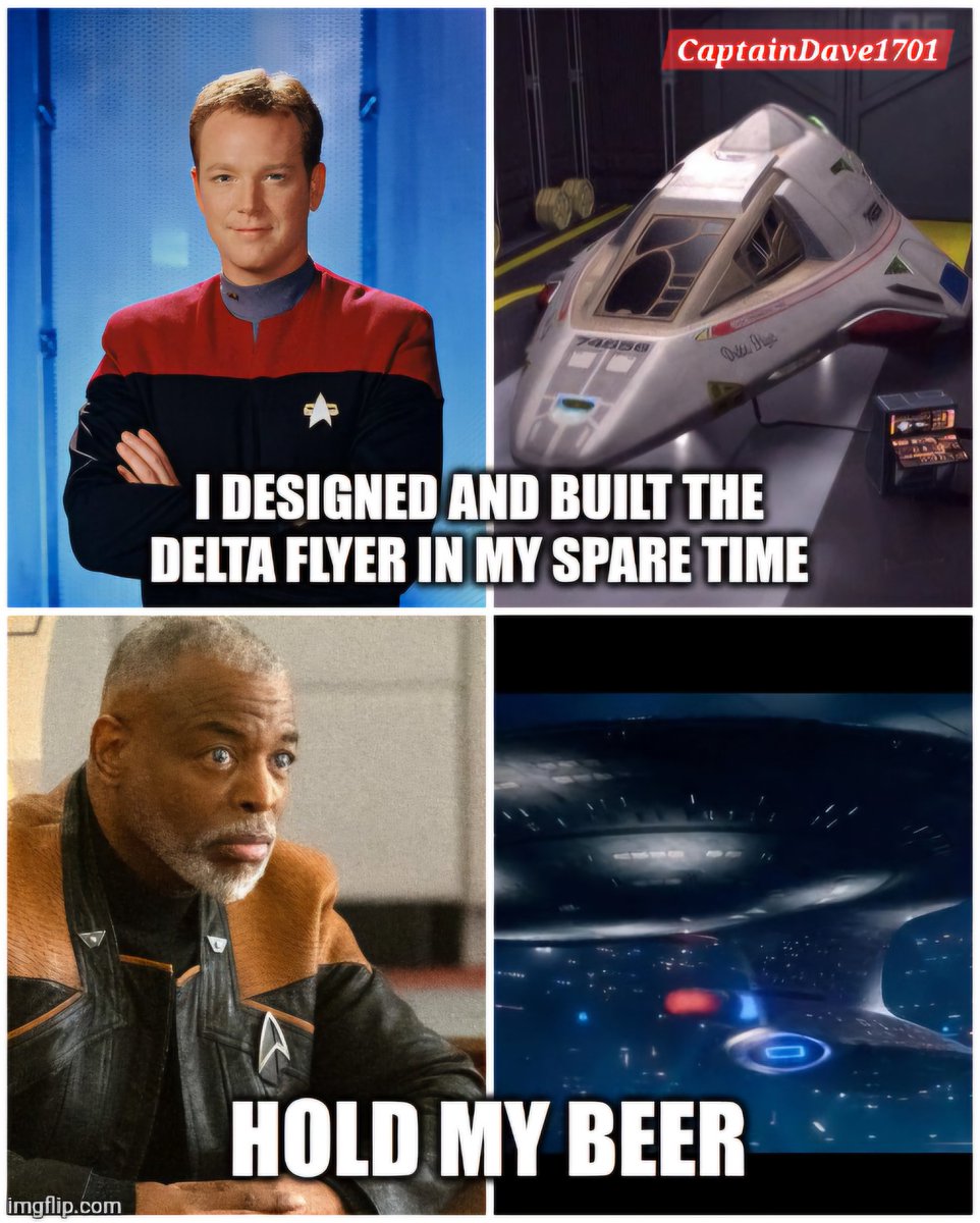 trekker21's tweet photo. #Geordi #LaForge #TomParis #DeltaFlyer #NCC1701D #NCC1701G #StarTrekPicard #StarTrek #TheFederation #Starfleet #ParamountPlus #Starfleet #Geek #STPicard #PicardS3 #STVOY #USSVoyager #NCC74656 #DeltaQuadrant #AllTrekIsStarTrek #IDIC #StarTrekMeme #TrekTalk #Humor https://t.co/7evcvGelI9