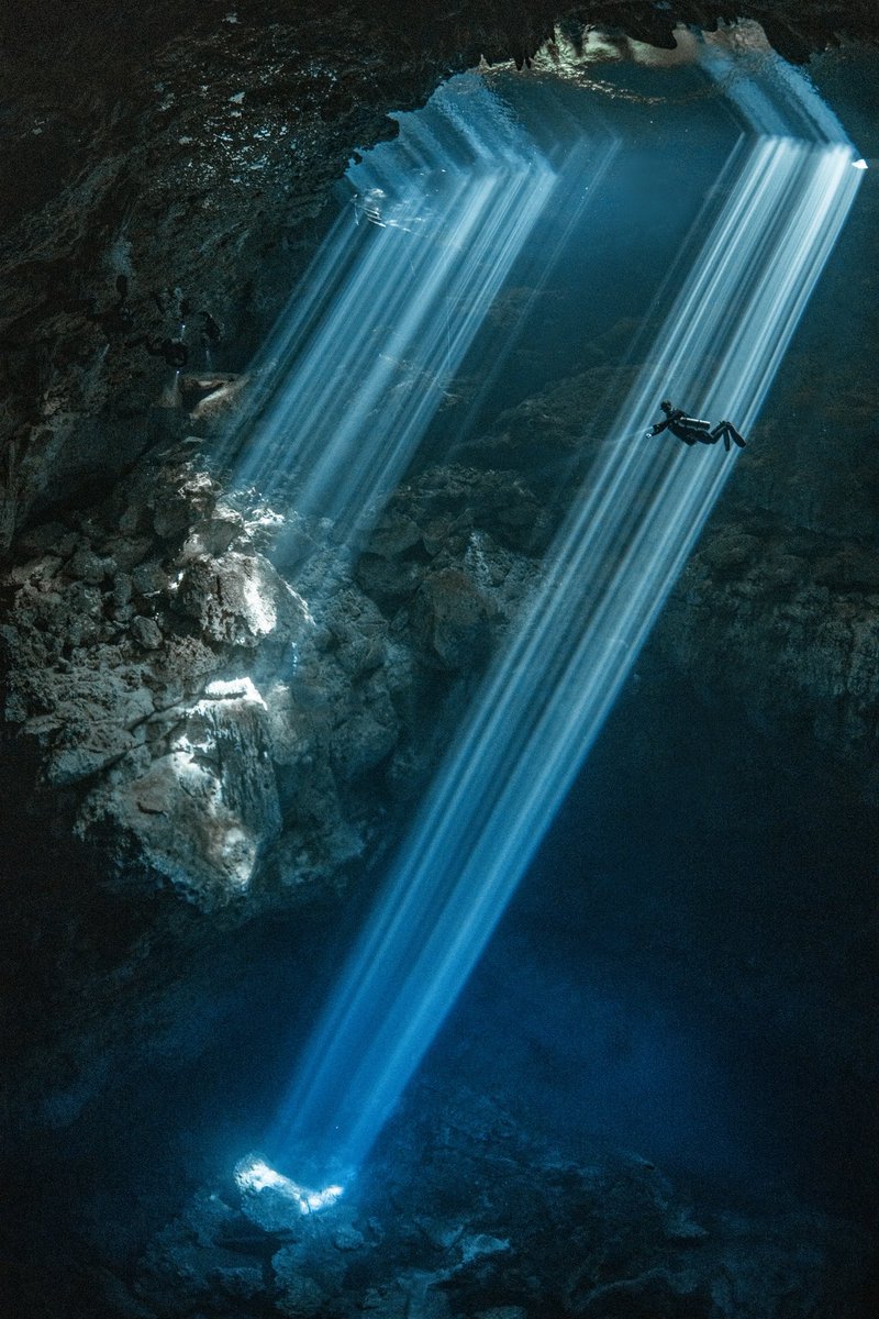 ¡Miren qué espectacular foto del Cenote Dos Ojos en la #Tulum! 🌊✨ Este tesoro natural forma parte del sistema de cuevas acuáticas más grande del mundo, con más de 400 km de cavernas y profundidades de hasta 120 metros.

Esta imagen ha sido considerada una de las mejores del