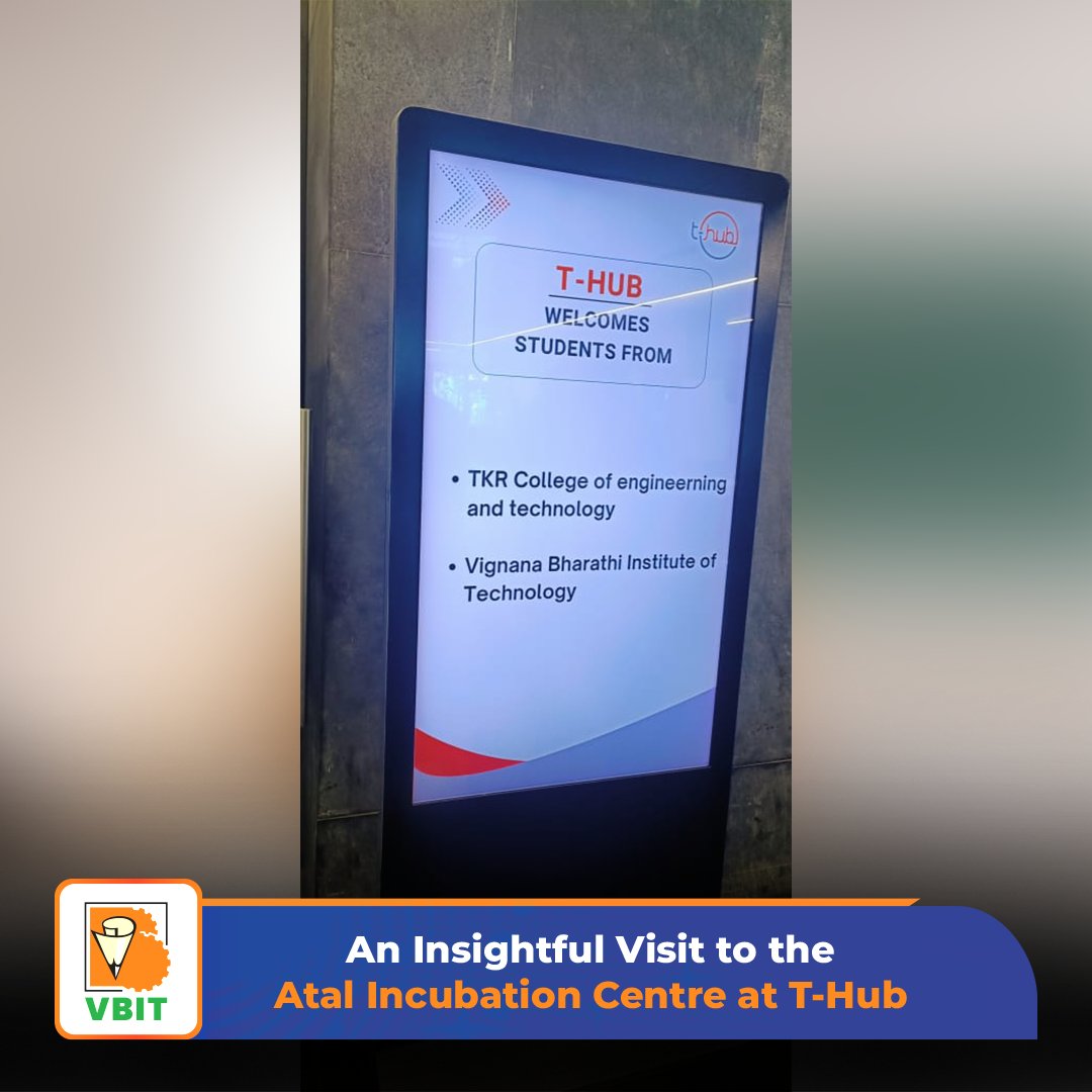 VBITHYD's tweet photo. As a part of #VBIT's #IIC #CalendarActivity, students had an insightful visit to the #AtalIncubationCentre at #THubHyderabad – India’s leading innovation hub on 17th April 2025🚀
#IICActivity #InnovationVisit #StartupCulture #EntrepreneurshipJourney #StudentExposure #DreamBig https://t.co/i0AdCRmXl8