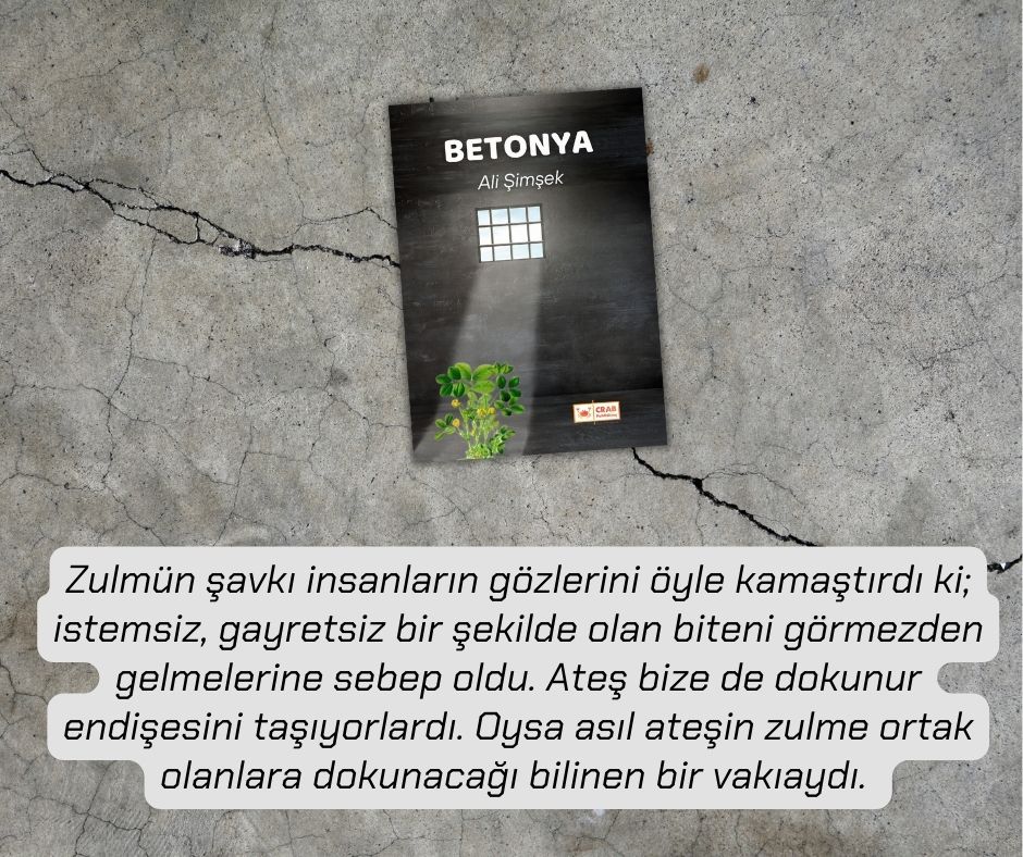 Yeni kitap...

BETONYA
Ali Şimşek / @Ebuharir 

Bana düşmezdi bunları yazmak, düşmemeliydi. Yaşanan yüzlerce mağduriyeti, mazlumiyeti, işkence ve tecavüzleri dile getirmek; istidadı kıt, kalemi kısa, kudretsiz dimağlarla olmamalıydı.

Satın almak için...