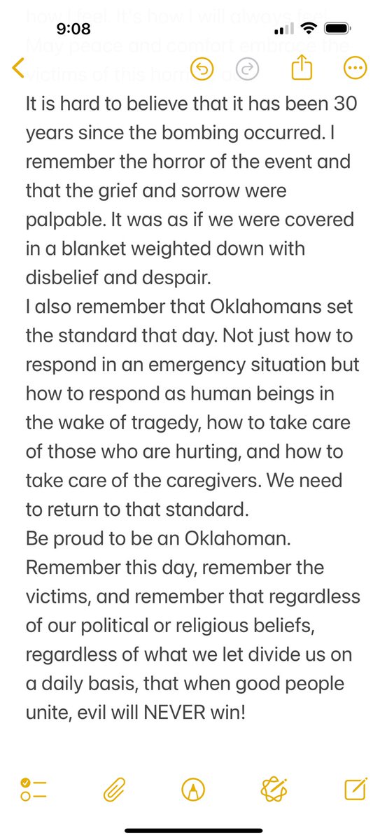 I was at the Statewide Prayer Service back in 1995. I was a senior at OU. I kept the program all these years. 

May our hearts be free from hate on this day, and every day. We will never forget. #oklahomastandard #30years #NeverForget