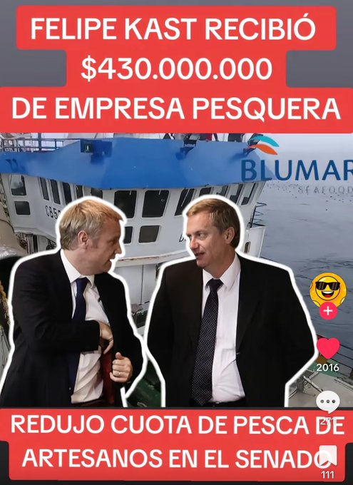 RGVRT2's tweet photo. Ahora entienden porque la ley de pesca no avanza y sigue manteniendo a la pesca artesanal por las cuerdas.
Este tipo de políticos no deben estar sentados donde están, es más el Senado debe ser eliminado, solo sirve para tener a personajes corruptos como a Felipe Kast. https://t.co/brob6G5NeK