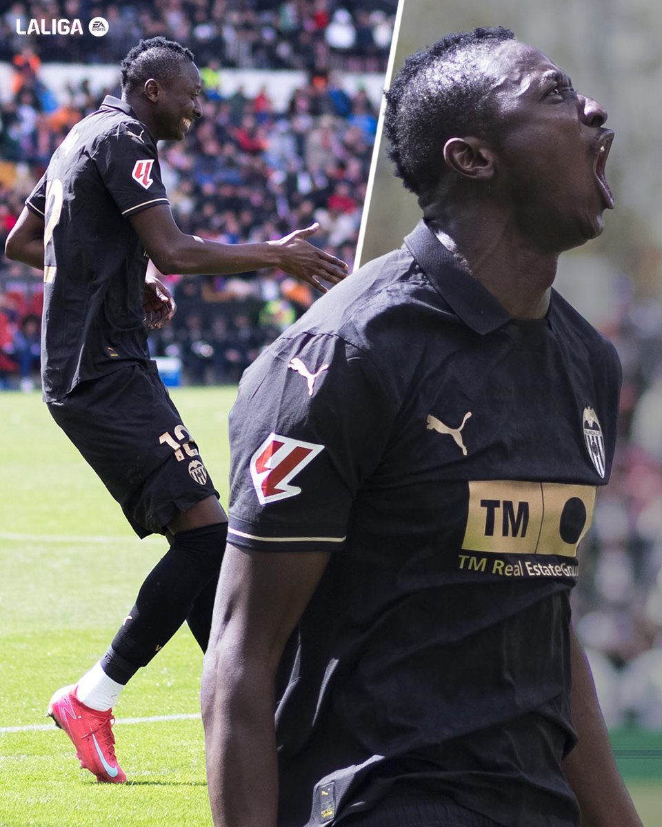 LaLigaEN's tweet photo. Umar Sadiq has 5 LALIGA goals since signing (loan) for @valenciacf_en in January. 🇳🇬

A key part of this side since Carlos Corberán took over. 🧡 https://t.co/8uLl02e9Jd